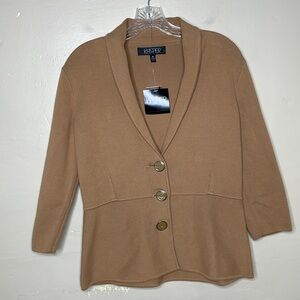 KASPER Cardigan Sweater Shawl Collar Blazer Shape Oversized Buttons NWT Medium